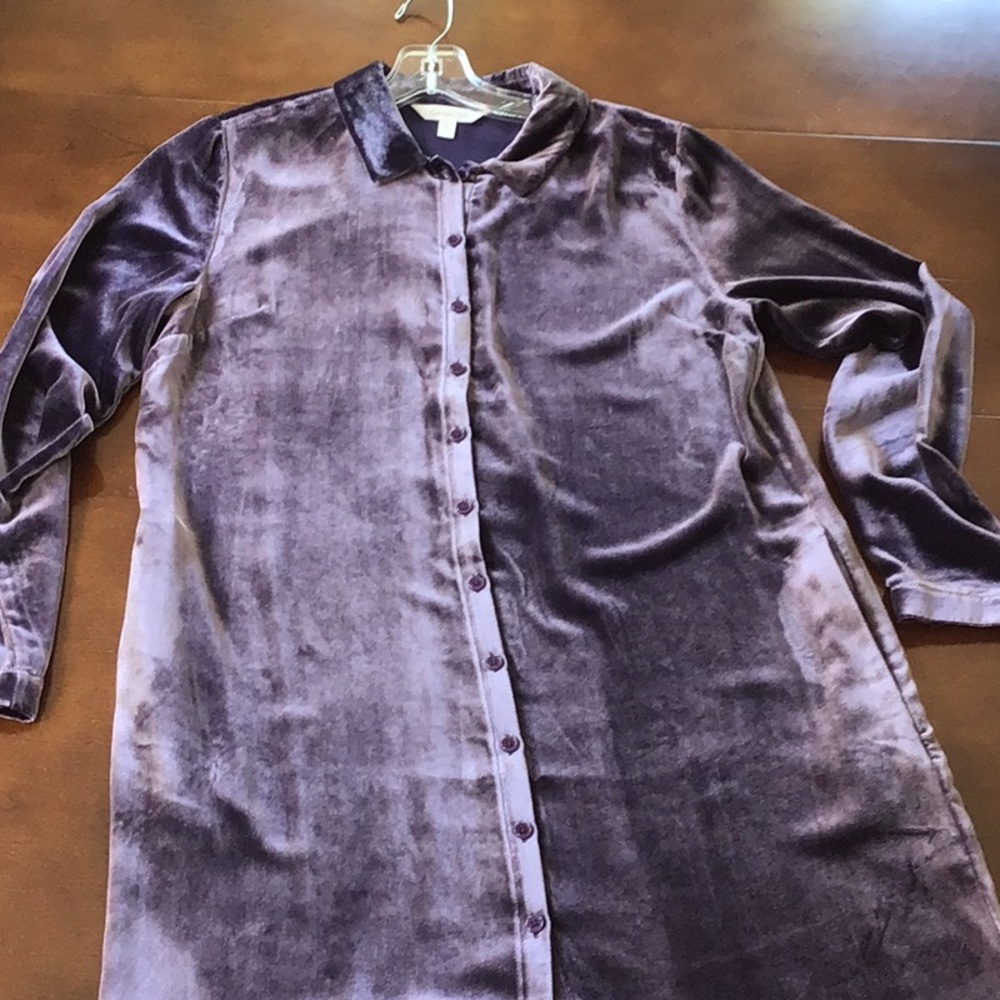 Garnet Hill.  Smokey purple.   New.  Without tags. Velvet shirt dress